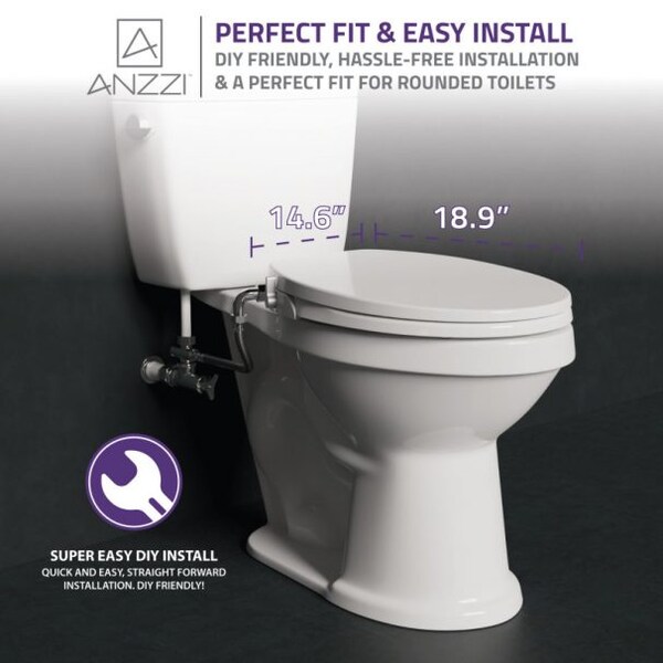 Troy Non-Electric Soft Close Bidet Seat For Rounded Toilet In White